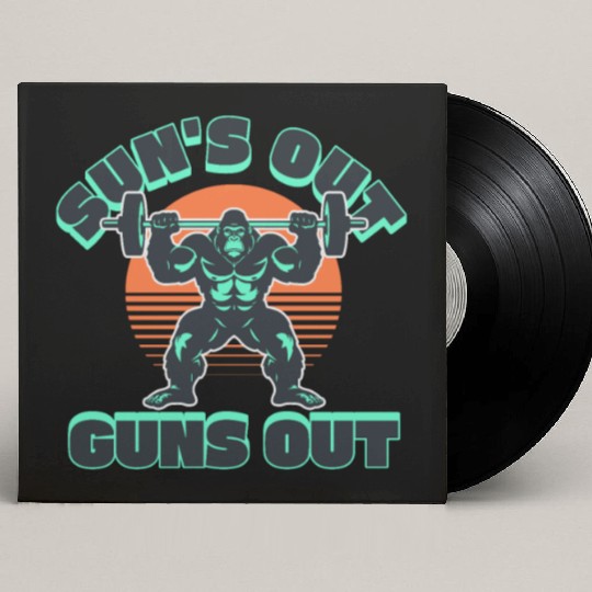 Suns Out Guns Out Beach Summer Funny Gym Workout Custom Vinyl Record Sleeves