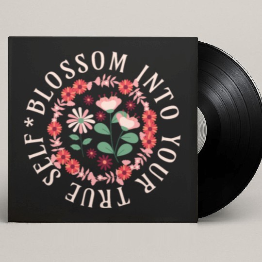 Blossom Into Your True Self Positive Quote Girls Custom Vinyl Record Sleeves