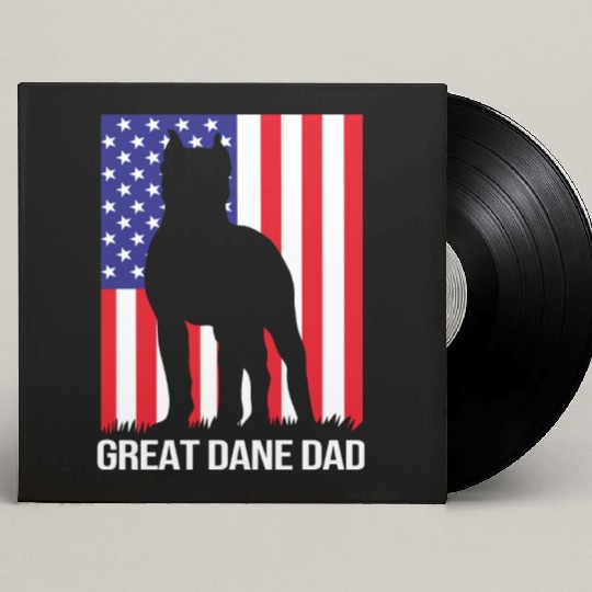 4th Of July US Flag Dog Dad Great Dane Dad Custom Vinyl Record Sleeves