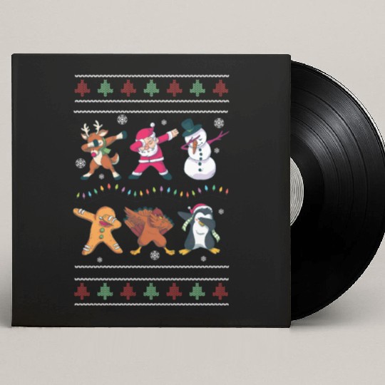 Dabbing Santa Elf Friends Christmas Dancing Xmas Custom Vinyl Record Sleeves