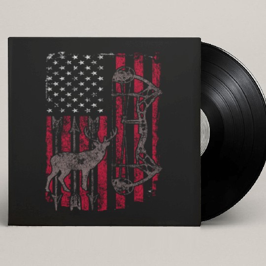 American Flag Deer Elk Hunting USA Patriotic Custom Vinyl Record Sleeves