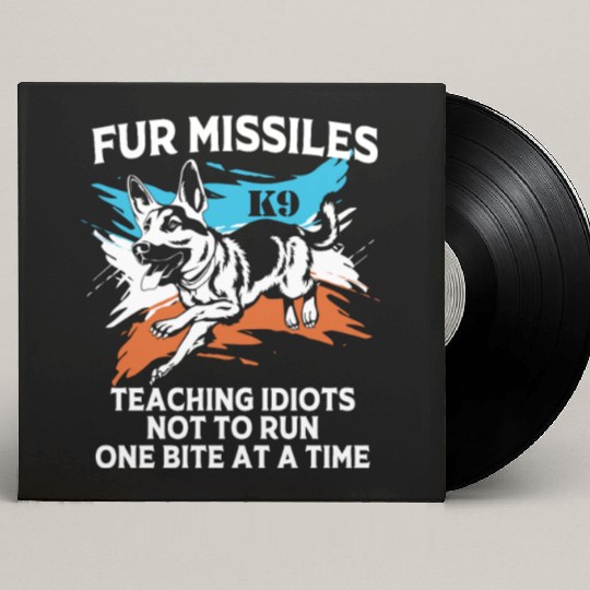 Funny K9 Dog One Bite At A Time Fur Missiles Custom Vinyl Record Sleeves