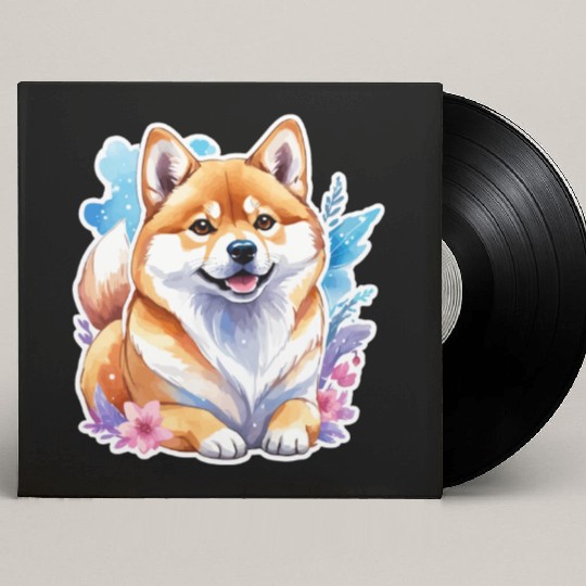 Shiba Inu Watercolor Custom Vinyl Record Sleeves
