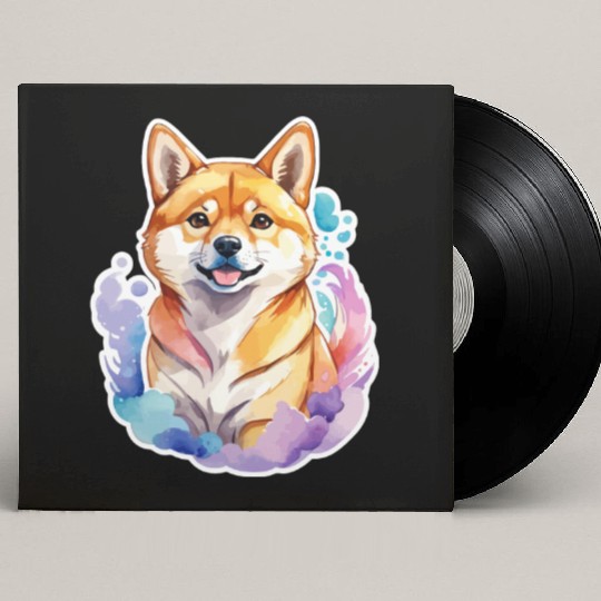 Shiba Inu Watercolor Custom Vinyl Record Sleeves