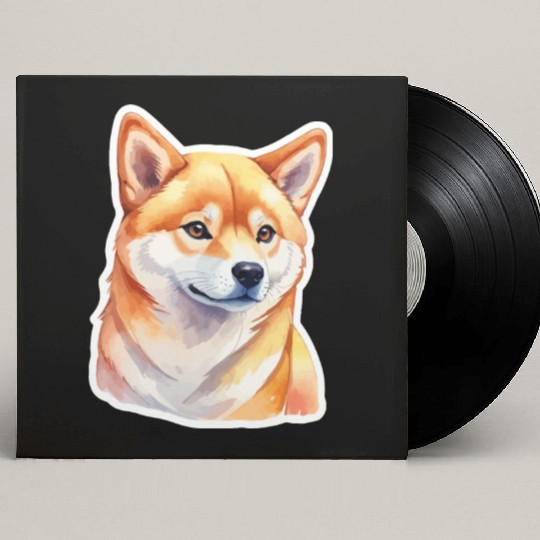 Shiba Inu Watercolor Custom Vinyl Record Sleeves