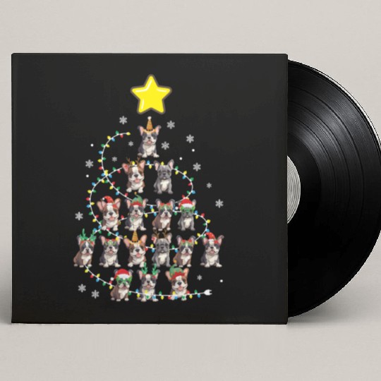 French Bulldog Christmas Tree Dog Santa Xmas Frenc Custom Vinyl Record Sleeves