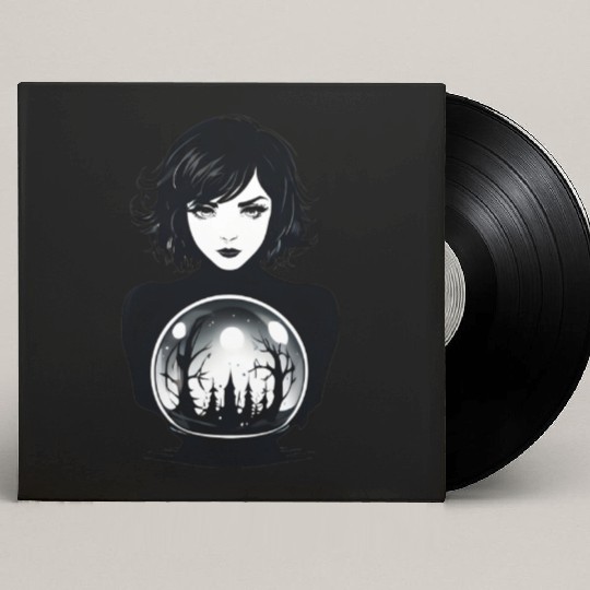 Witchy Woman Gazing into a Crystal Ball Custom Vinyl Record Sleeves