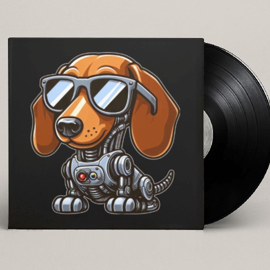 Dachshund Robot Sci-Fi Mech Cyborg Dog Custom Vinyl Record Sleeves
