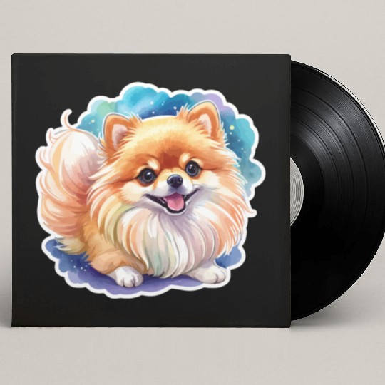 Pomeranian Watercolor Custom Vinyl Record Sleeves