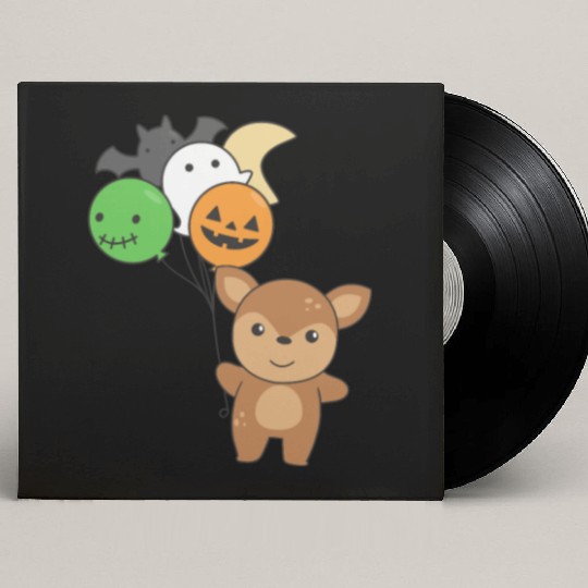Deer Halloween Balloons Kids Cute Animals Custom Vinyl Record Sleeves