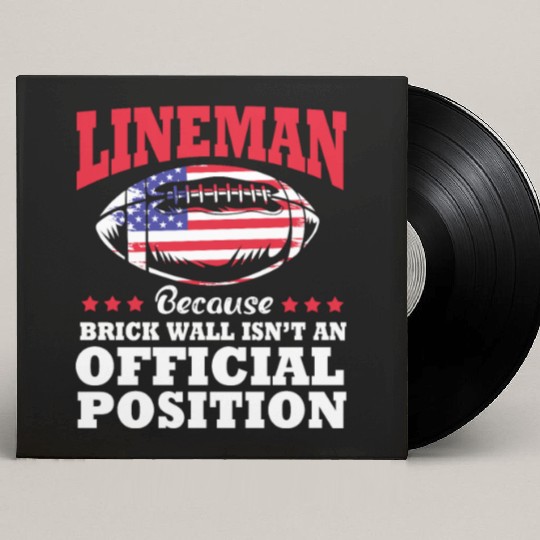 4th Of July US Flag Football Lineman Brick Wall Custom Vinyl Record Sleeves