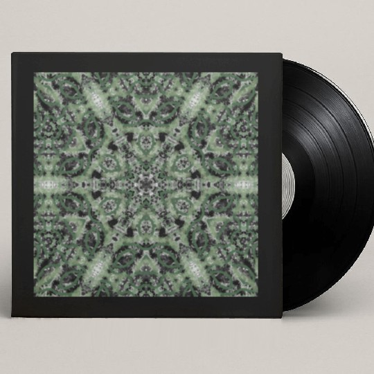 watercolor green white black mandala Custom Vinyl Record Sleeves