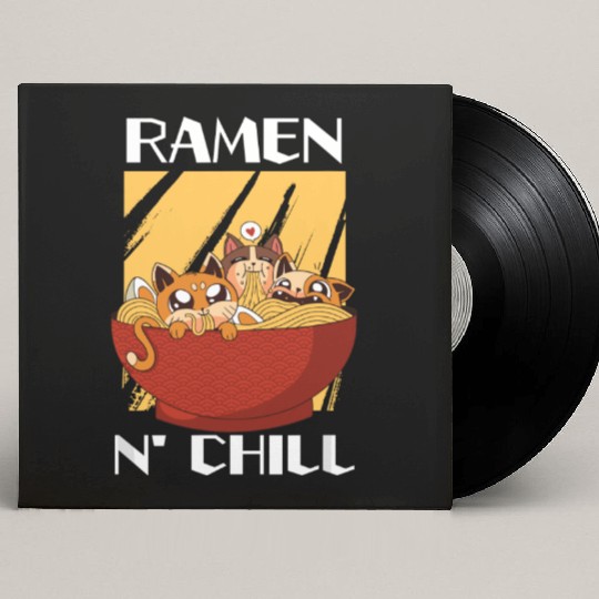 Cute Kawaii Cat Ramen Bowl Japanese Noodle Soup Custom Vinyl Record Sleeves