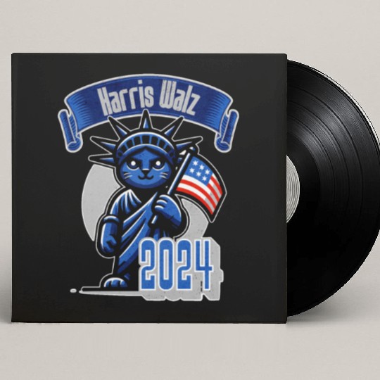 Cat Lady Harris Walz Statue of Liberty 2024 Custom Vinyl Record Sleeves