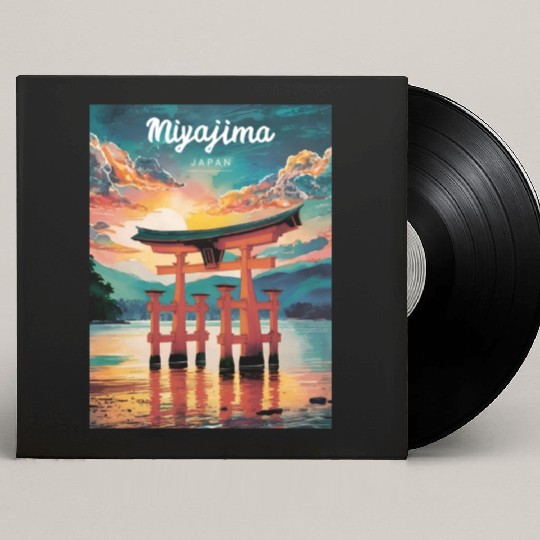 Vintage Travel Miyajima Island Japan Retro Sunset Custom Vinyl Record Sleeves