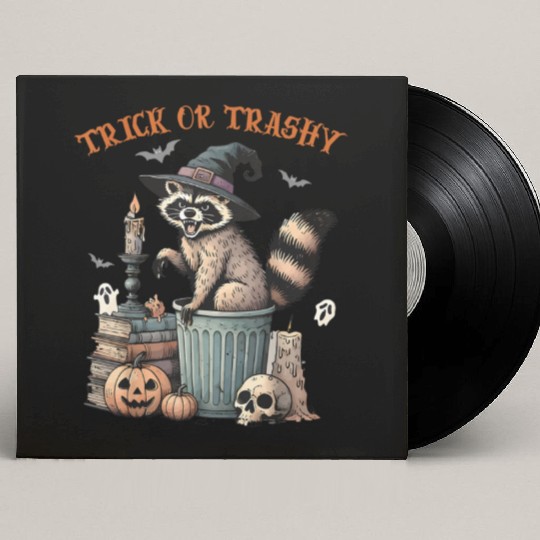 Trick Or Trashy Funny Raccon Halloween Custom Vinyl Record Sleeves