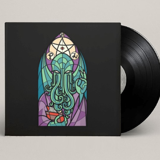 Cthulhu Church Stained Glass Cosmic Horror Funny Custom Vinyl Record Sleeves