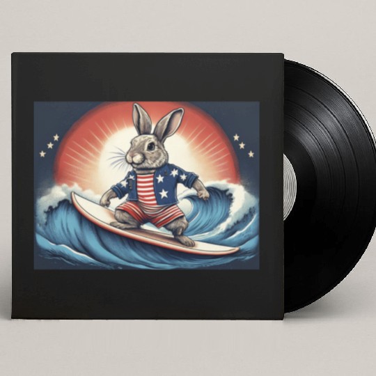 Stars & Stripes Surfer Bunny Custom Vinyl Record Sleeves