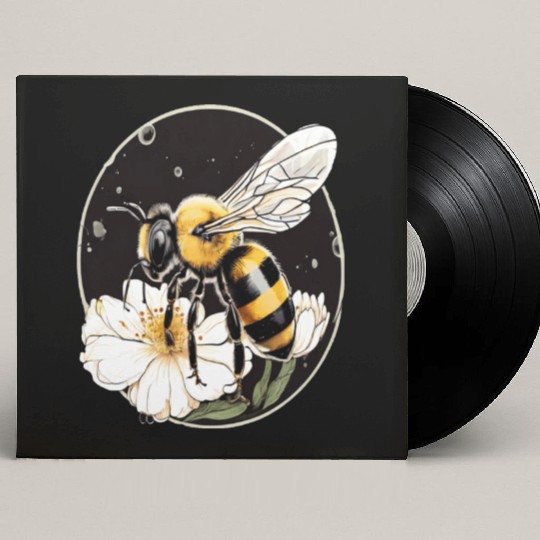 Bumble Bee on a Flower in a Bubble Custom Vinyl Record Sleeves