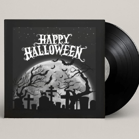 halloween cat on a graveyard Custom Vinyl Record Sleeves