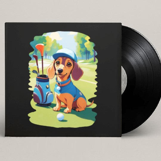 Dachshund Dog Playing Golf Funny Design Custom Vinyl Record Sleeves