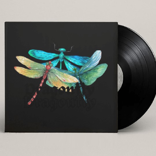 Colorful Dragonflies - Dragonfly Design Custom Vinyl Record Sleeves