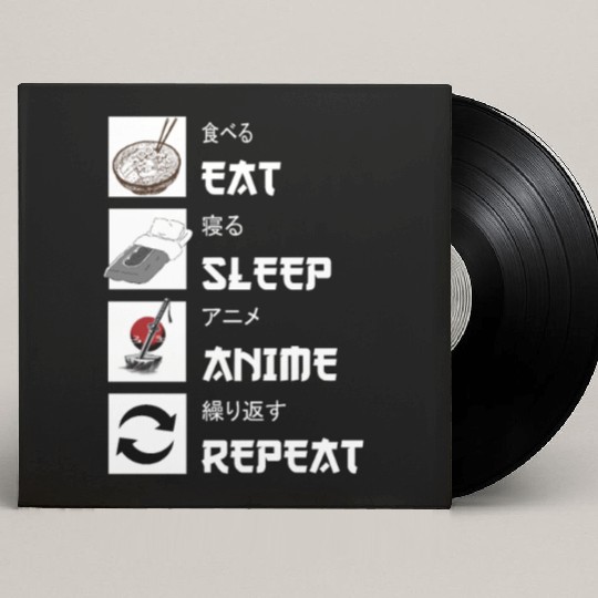 Eat sleep anime repeat manga Custom Vinyl Record Sleeves