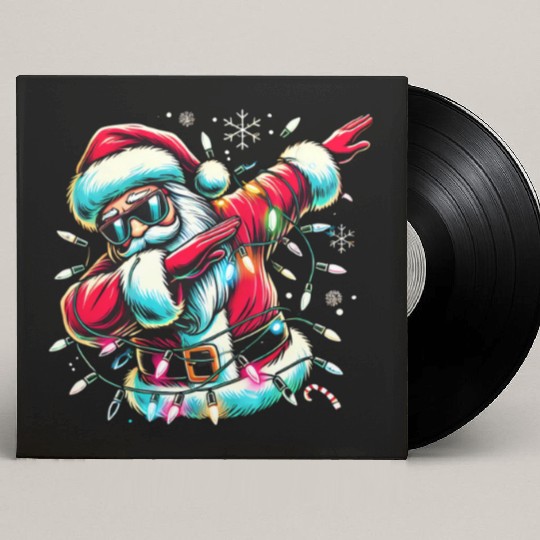 Dabbing Santa with Christmas Lights and Snowflakes Custom Vinyl Record Sleeves