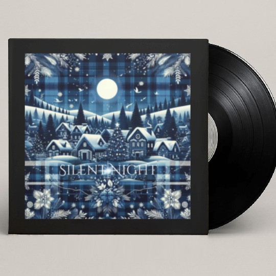 flannel silent night blue and white christmas Custom Vinyl Record Sleeves