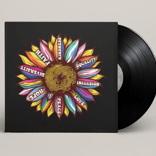 lgbtq sunflower rainbow flag Diversity Human Right Custom Vinyl Record Sleeves
