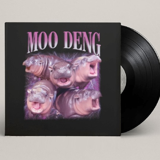 I Love Moo Deng Bootleg I love you Bouncy Pig Custom Vinyl Record Sleeves