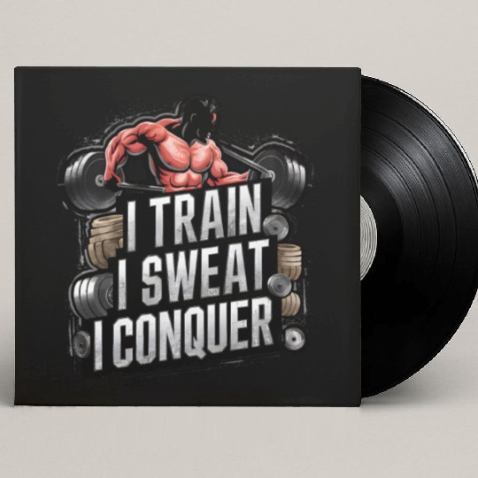 Fitness design: I TRAIN I SWEAT I CONQUER Custom Vinyl Record Sleeves