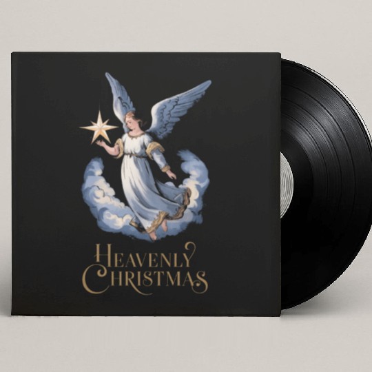 Heavenly Christmas Angel with Star Holiday Art Custom Vinyl Record Sleeves