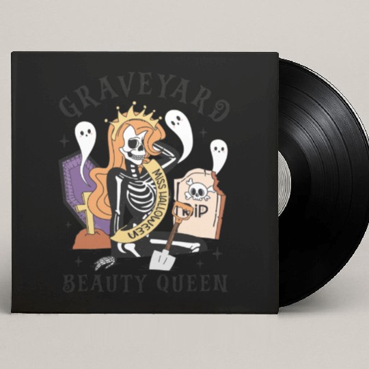 Graveyard Beauty Queen: Spooky & Funny Halloween Custom Vinyl Record Sleeves