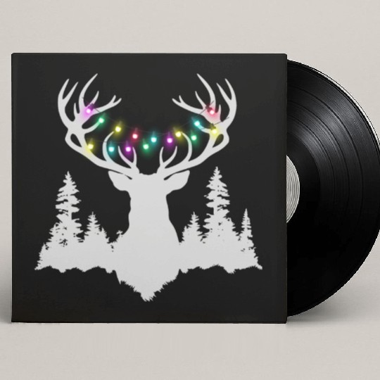 Christmas deer with christmas lights Custom Vinyl Record Sleeves
