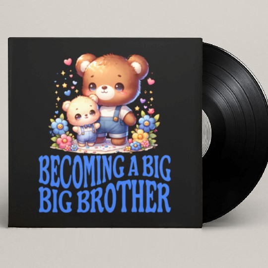 Soon I'll Be A Big Brother Cute Teddy Bears Custom Vinyl Record Sleeves