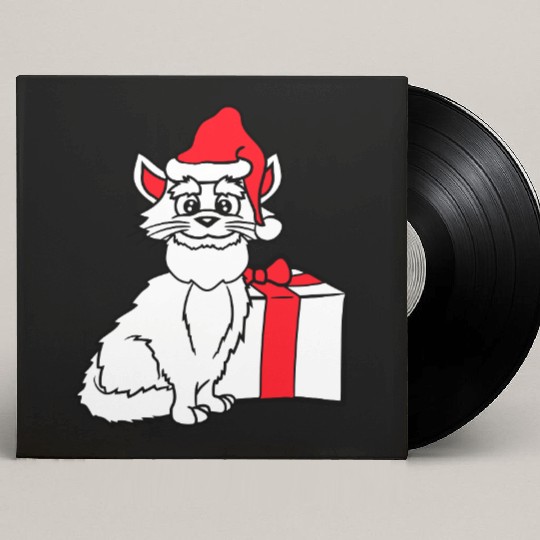 Cute Santa Claus Cat Winter Hat Fun Christmas Gift Custom Vinyl Record Sleeves