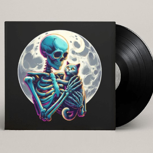 Skeleton Cute Cat Skull Kitty Halloween Custom Vinyl Record Sleeves