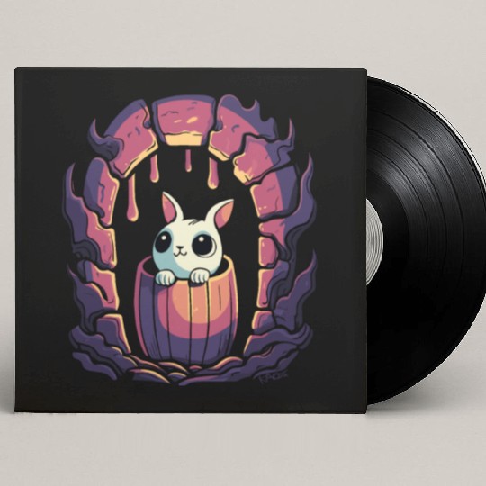 Cute Dungeon Bunny in a Barrel Custom Vinyl Record Sleeves
