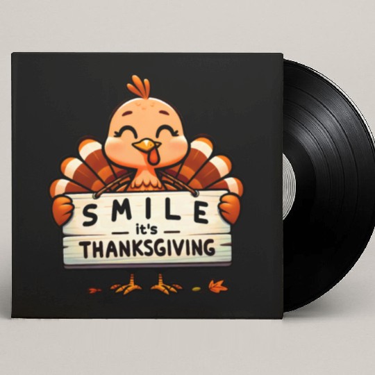 Smile It's Thanksgiving Turkey Matching Family Custom Vinyl Record Sleeves