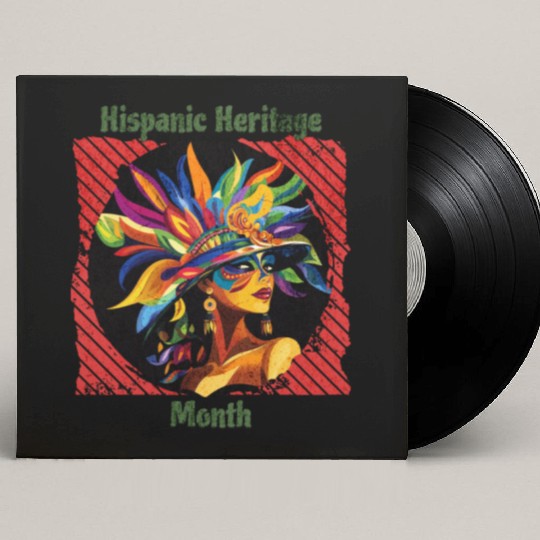 Elegant Hispanic Heritage Month Feathered Mask Custom Vinyl Record Sleeves