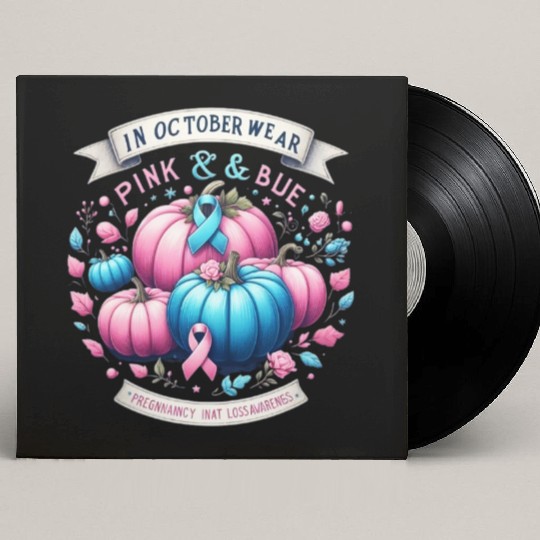 In October Wear Pink & Blue Pregnancy Infant Custom Vinyl Record Sleeves