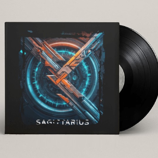 Zodiac sign Sagittarius in cyberpunk era Future Custom Vinyl Record Sleeves