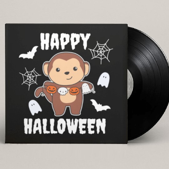 Monkey Happy Halloween Pumpkin Bat Costume Custom Vinyl Record Sleeves