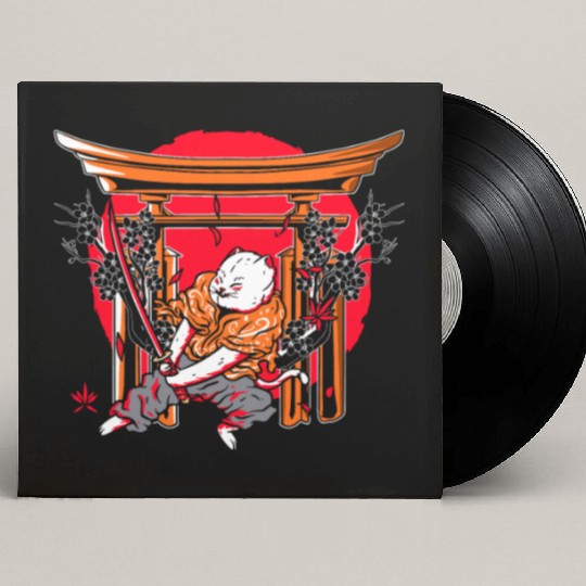 Kanji Japan Katana Ninja Cat Samurai Custom Vinyl Record Sleeves