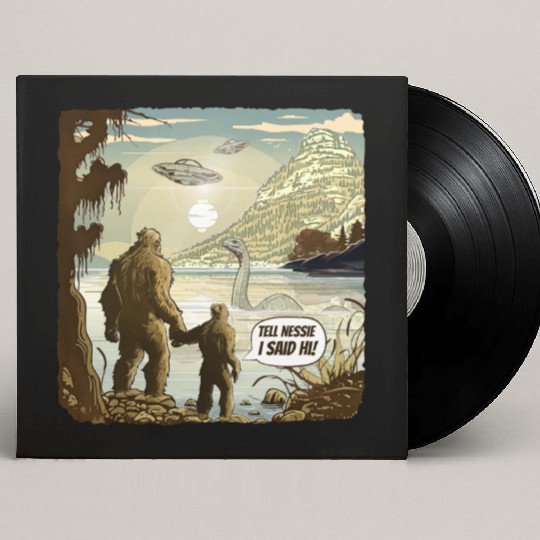Funny Bigfoot Sasquatch & Kid Tell Nessie I Said Custom Vinyl Record Sleeves