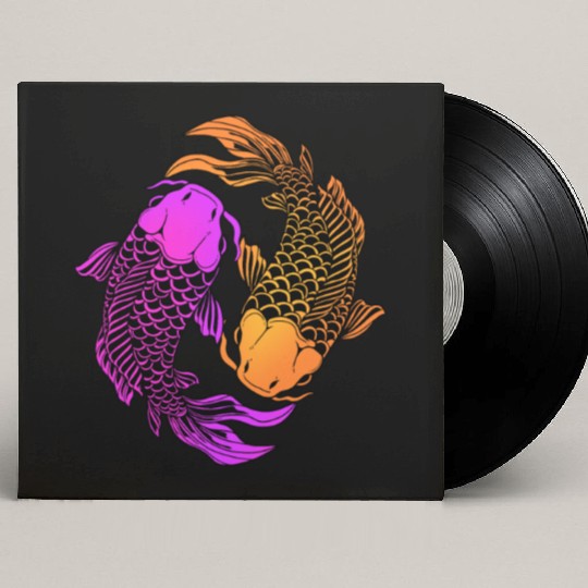 Japanese Koi Carp Fish Lover Two Koi Fishes Custom Vinyl Record Sleeves