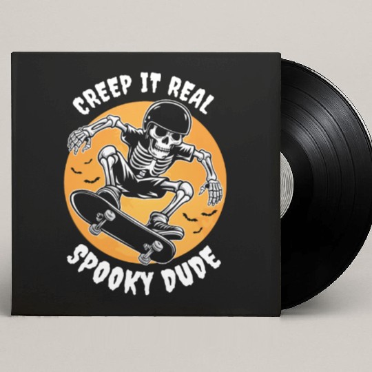 Funny Halloween Design Skeleton Skateboarder Custom Vinyl Record Sleeves