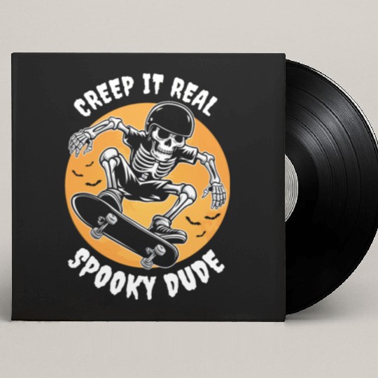 Funny Halloween Design Skeleton Skateboarder Custom Vinyl Record Sleeves