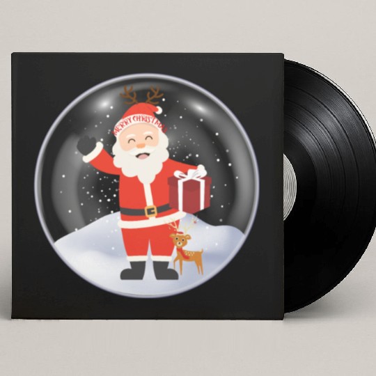 Santa’s Joy: Christmas Snow Globe Custom Vinyl Record Sleeves